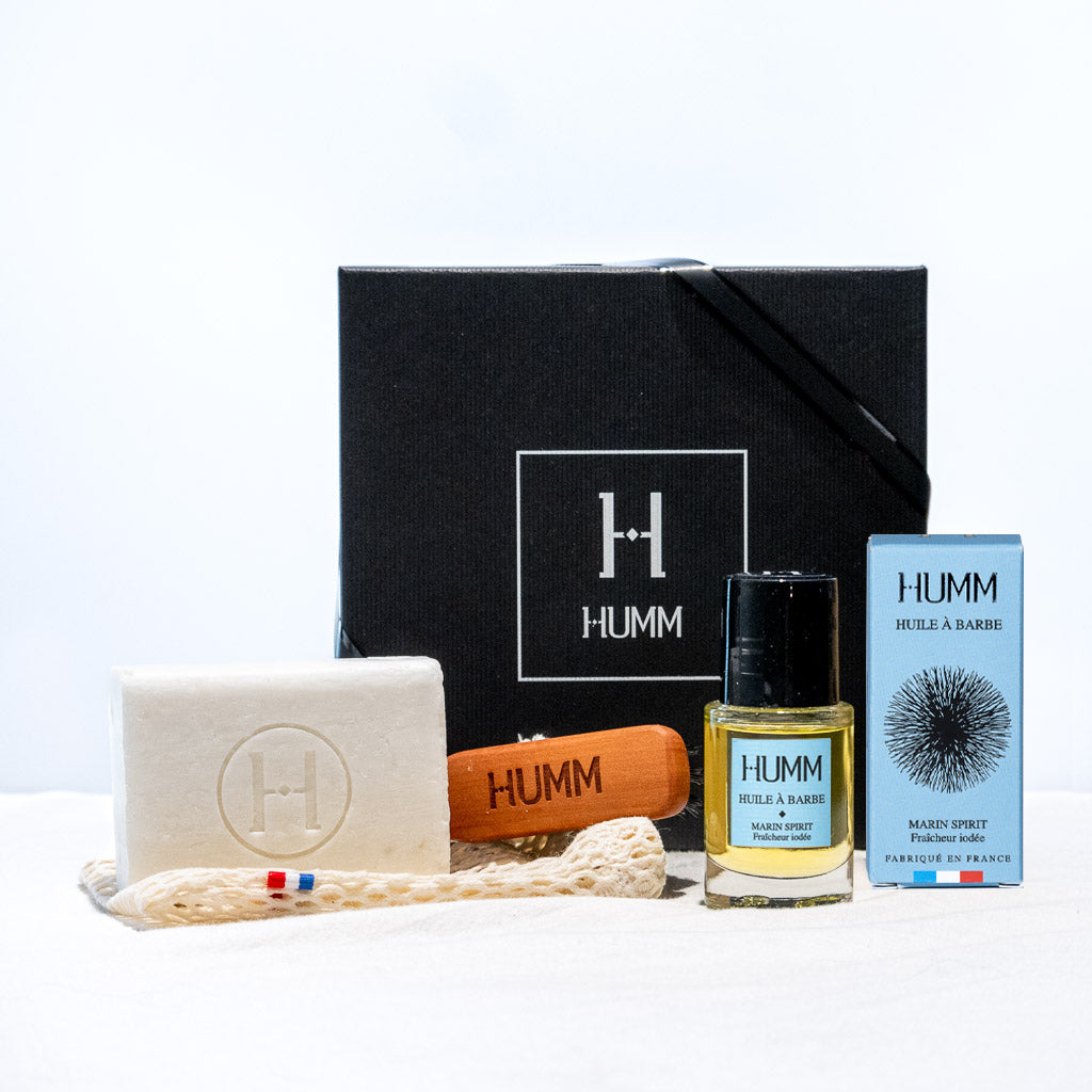 Coffret Humm soin barbe - Huile, Shampoing, Brosse - Humm